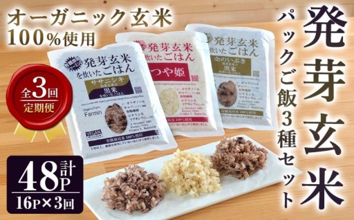 ＜3ヶ月定期便＞発芽玄米パックご飯 3種セット 計48パック(16パック×3回) 