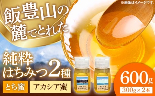 【飯豊山の麓でとれた】純粋はちみつ チューブ入り 2本セット（アカシア・とち）