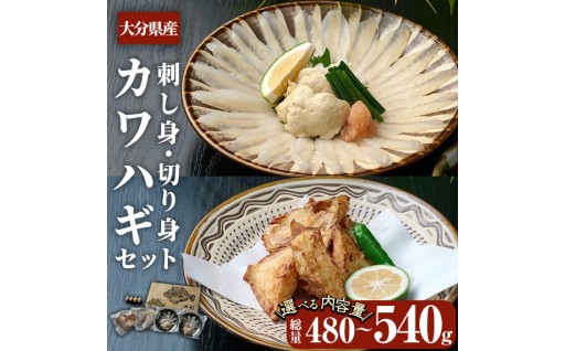 ＜内容量が選べる＞ 大分県産 カワハギ 刺身 ・ 切身 セット (総量480g or 総量540g) 