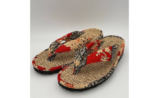 ＜色が選べる＞七島い(しちとうい) 草履幅広（Mサイズ or Lサイズ・なおみ赤 or 麻の葉赤）