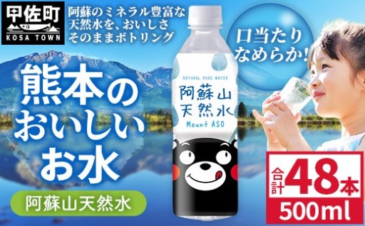 【NEW】熊本のおいしいお水 阿蘇山天然水 500ml×48本（2ケース）（共通返礼品・御船町）
