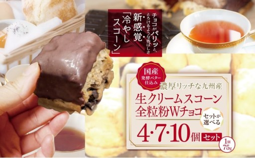 国産発酵バター香る濃厚リッチな九州産生クリームスコーン 全粒粉Wチョコ 選べる 4個 ～ 10個 セット