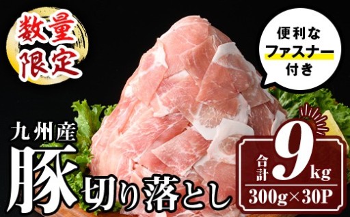  【生活応援：数量限定】九州産 豚肉切り落とし (合計9.0kg)