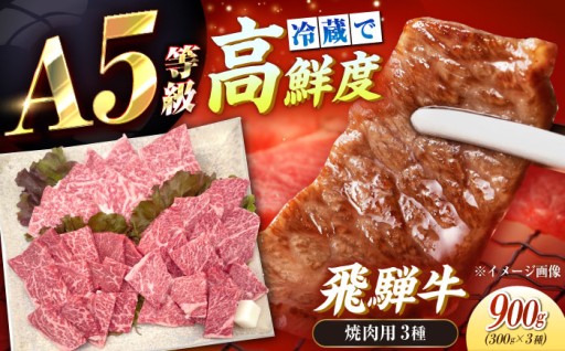 飛騨牛A5焼肉3種盛り！チルド便でお届け