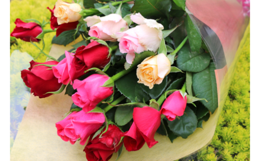 【約15本】生産者直送 有機栽培 朝切りバラの花束