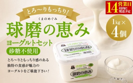 球磨の恵みヨーグルトセット（砂糖不使用1kg×4個）【14営業日以内発送予定】