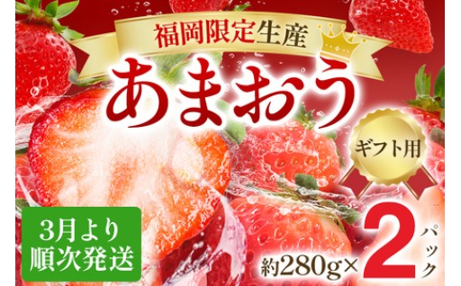 【受付は今月末まで！！】🍓大粒あまおう 約560g（約280g×2パック） 🍓