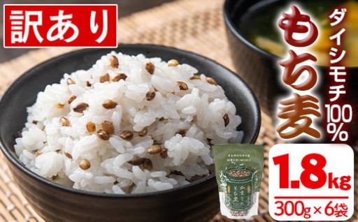  《訳あり・数量限定》鹿児島県伊佐市産もち麦！＜ダイシモチ＞(計1.8kg・300g×6袋)