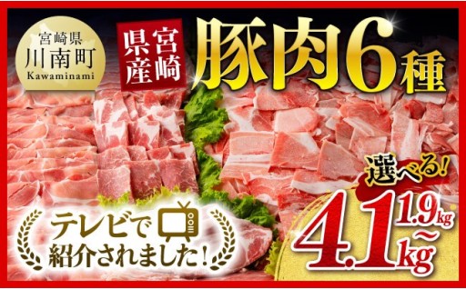 宮崎県産 豚肉 6種 1.9kg～4.1kg
