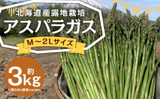 【残りわずか】北海道産 露地栽培 アスパラガス M～2L 約3kg