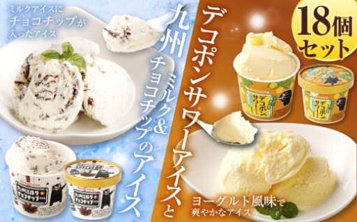 デコポンサワーアイスと九州ミルク&チョコチップのアイス 110ml×18個セット 2種