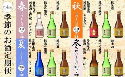 【季節のお酒定期便（ミニ）】【春鶯囀】季節限定のお酒と３本セット＜年４回発送＞