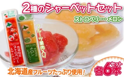 北海道 豊浦町 いちご・メロンのシャーベット 6本×2種