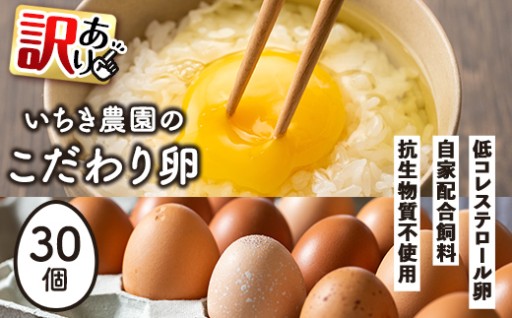  《訳あり・毎月数量限定》いちき農園のこだわり卵(計30個・15個入り×2パック)