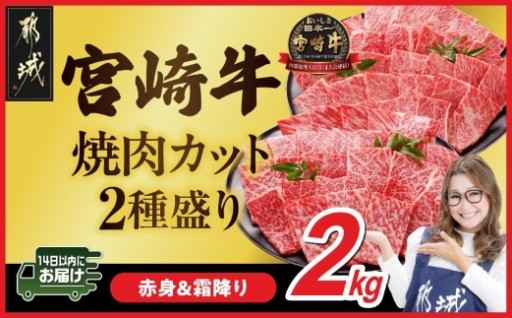 都城市より～宮崎牛焼肉2種セット500g×4パック≪みやこんじょ快速便≫_