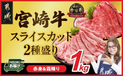 都城市より～宮崎牛スライス2種セット500g×2パック≪みやこんじょ快速便≫