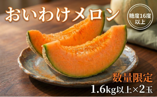＜数量限定＞ おいわけメロン 糖度16度以上　1.6kg以上×2玉入