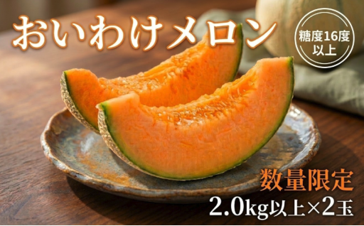 ＜2026年発送＞おいわけメロンパック 糖度16度以上 2.0kg以上×2玉(数量限定)