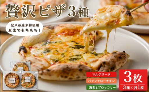 ≪登米市産米粉使用≫ HAIJI贅沢ピザ3枚セット (3種×各1枚)