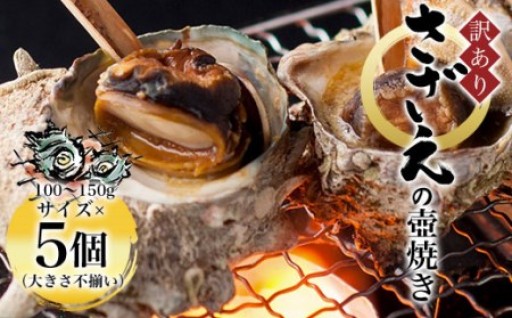 ＜訳あり＞さざえの壺焼き 大きさ不揃い(100～150gサイズ×5個)