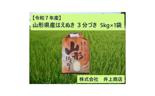 令和7年産山形県産はえぬき　3分づき5kg×1袋【1728619】