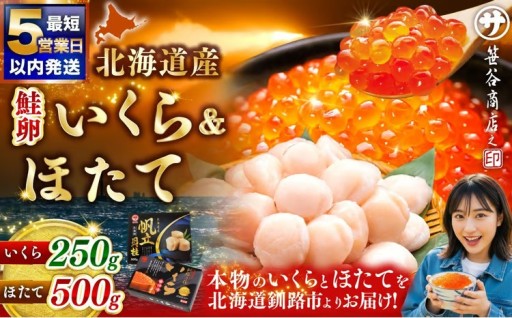 【選べる配送月】 笹谷商店 新物 北海道産 いくら醤油漬け250g＆ほたて貝柱500g