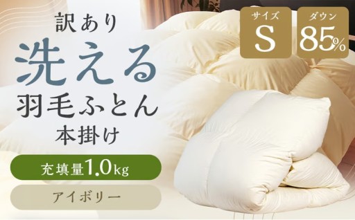 訳あり 節電対策 洗える羽毛ふとん 本掛け 充填量1.0kg アイボリー