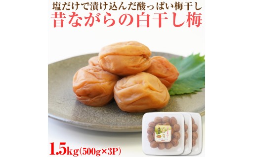 🌸【和歌山県/紀州南高梅】紀州南高梅 昔ながらの白干し梅 1.5kg(500g×3パック) 塩分約20%🧂