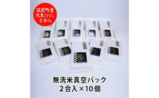 【真空パックで美味しさ長持ち】元気つくし 無洗米 2合×10袋