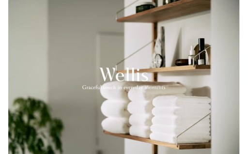 Wellis バスタオル2枚 ナチュラルホワイト ランドリーバッグ付き
