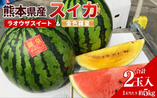 熊本県産スイカ ラオウザスイート＆金色羅皇 2玉