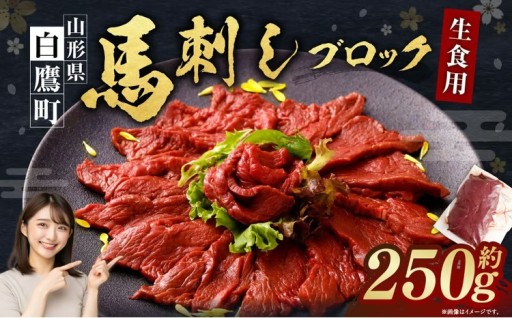山形県 白鷹産 馬刺しブロック（生食用） 約2～3人前（約250g）