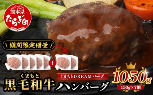 【6・7・8月発送 増量】くまもと黒毛和牛 DREAMバーグ 150g×5個～7個！