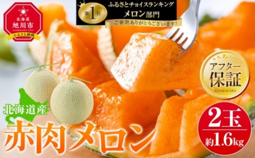 北海道産赤肉メロン約1.6kg×2玉