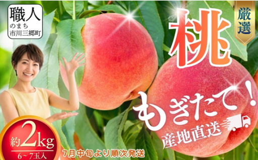 山梨の桃　6～7玉　2kg箱