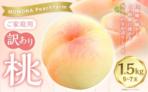 【 訳あり 】 ご家庭用 モモナピーチファームの桃 1.5kg （ 5 ～ 7玉 ）