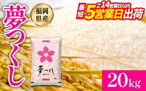 【5～14営業日以内に出荷】福岡県産夢つくし（精米）20kg（5kg×4袋）