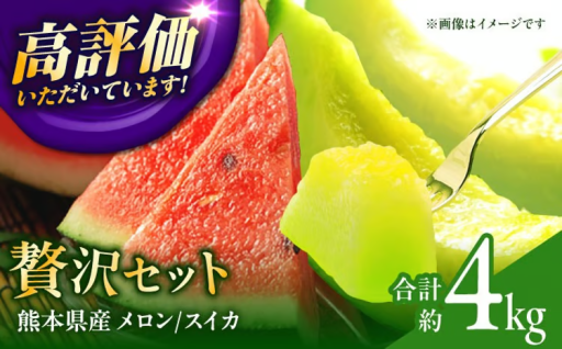 肥後グリーン メロン 1玉＆小玉 すいか 1玉