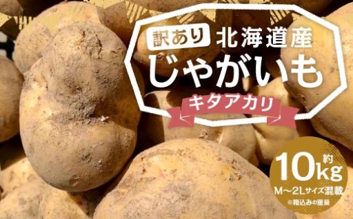 【訳あり】北海道産 じゃがいも キタアカリ M～2Lサイズ混載 約10kg 1箱