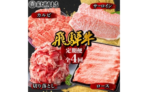 ＜発送月固定定期便＞　飛騨牛　4部位制覇！全4回