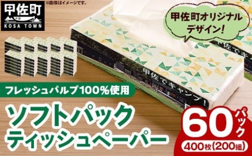 【大人気】ティッシュペーパーソフトパック ４００枚（２００組）６０パック