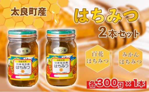 太良町産はちみつ2本セット【みかん蜜300ｇ、百花蜜300ｇ】