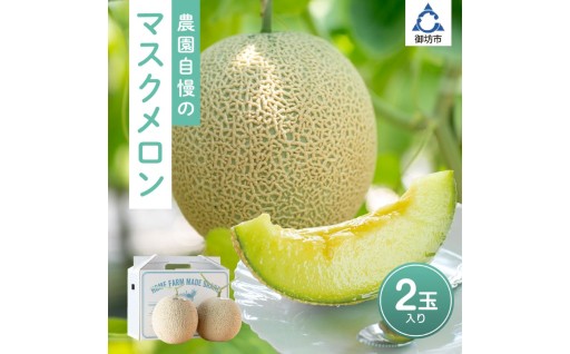 農園自慢の『マスクメロン』(アールスメロン)×2玉入り【配送不可地域：北海道 ・青森・秋田・岩手・沖縄・離島】
