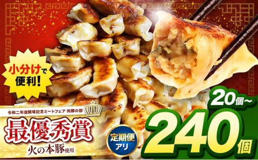 人気急上昇 餃子 金賞獲得 火の本豚 使用 （ 20個×1～12パック）20 ～ 240 個入