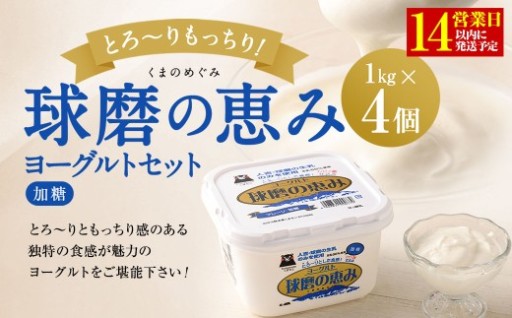 球磨の恵みヨーグルトセット（加糖1kg×4個）【14営業日以内発送予定】