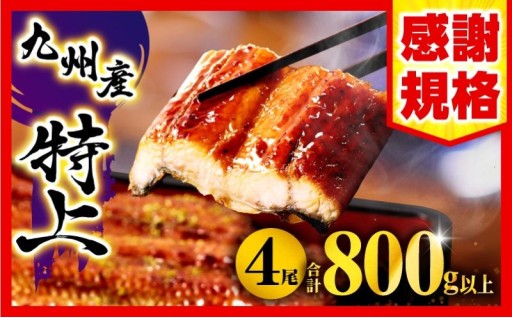 【宮崎県宮崎市】🔥九州産うなぎ蒲焼4尾🔥