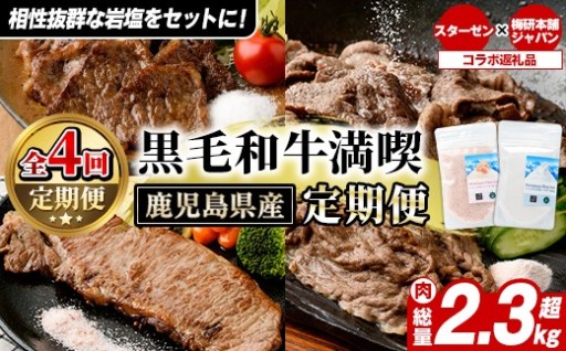 岩塩付き！黒毛和牛満喫定期便 (2.3kg超)