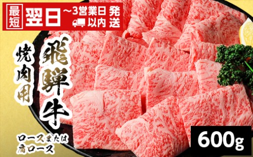 飛騨牛 ロースまたは肩ロース 焼肉用 600g