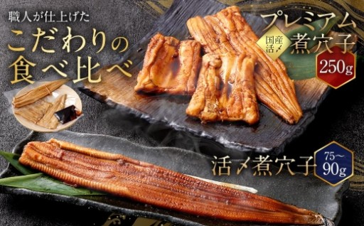 飯田商店 活〆煮穴子（75～90g）とプレミアム煮穴子（250g） 食べ比べセット