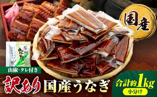 訳あり 国産 うなぎ 1食 パック 合計1kg 20～30パック 山椒 付き タレ 30個 付
